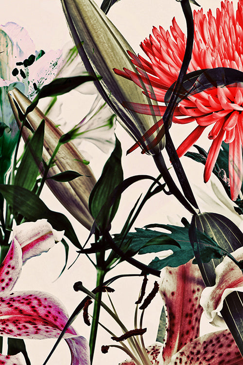 a painting of flowers on a white background