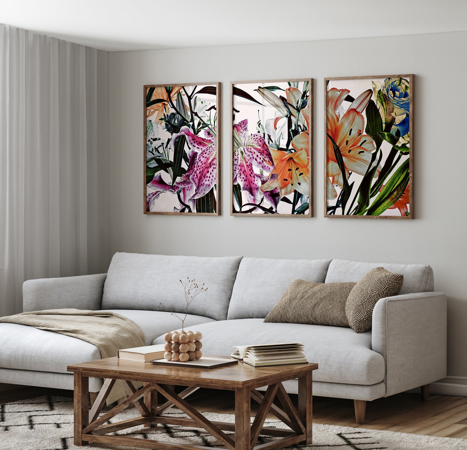 a living room with a couch and a coffee table