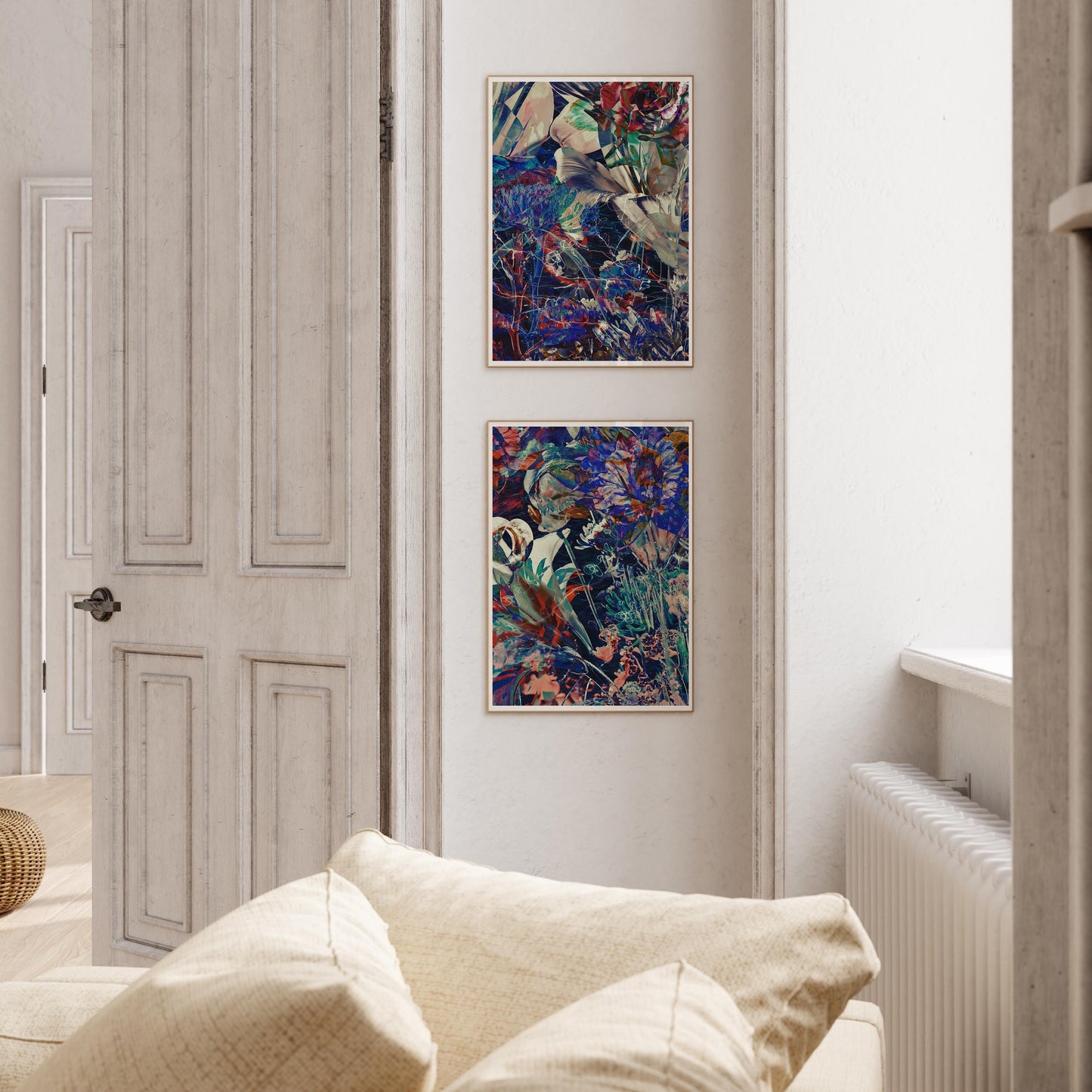 Maximalist Watercolor Wall Art, Set of 2 prints, White Lilly, Abstract Botanical print, Dark Flowers, Moody Botanical, Gift ATL3211.2SET