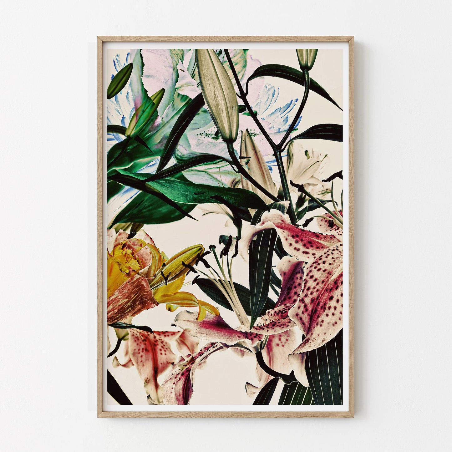 Colorful Botanical Print, Modern Wall Art, Pink and Blue Poster, Wildflower Poster, Above the Bed, Living Room Art, Boho Print WF9183.23